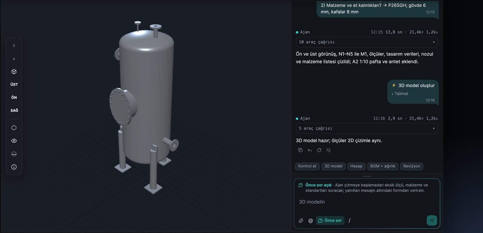 Aynı ölçülerle 3D model